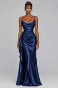 Sapphire Satin Cowl Maxi Dress - front