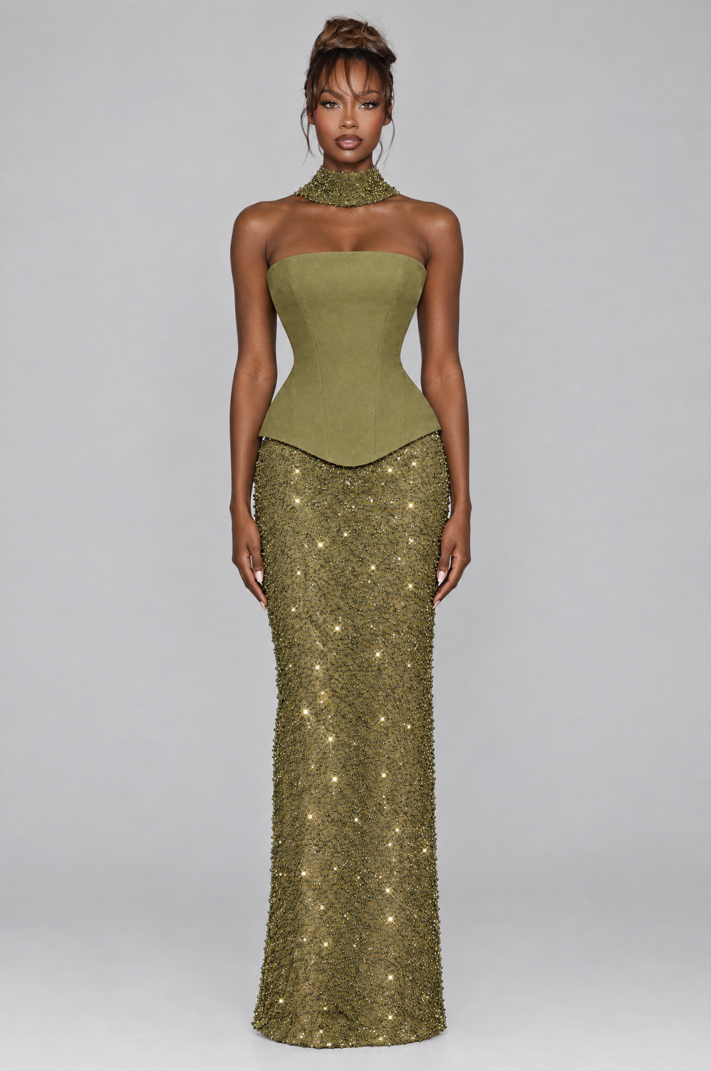 Verdant Corset & Sparkle Skirt Set - front