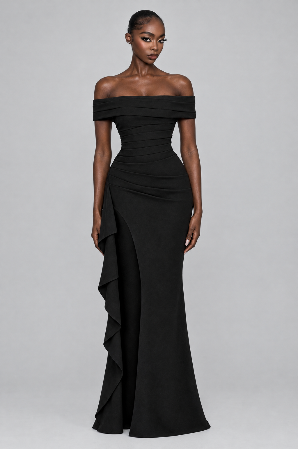 Jet Off-Shoulder Ruffle Maxi Dress - front