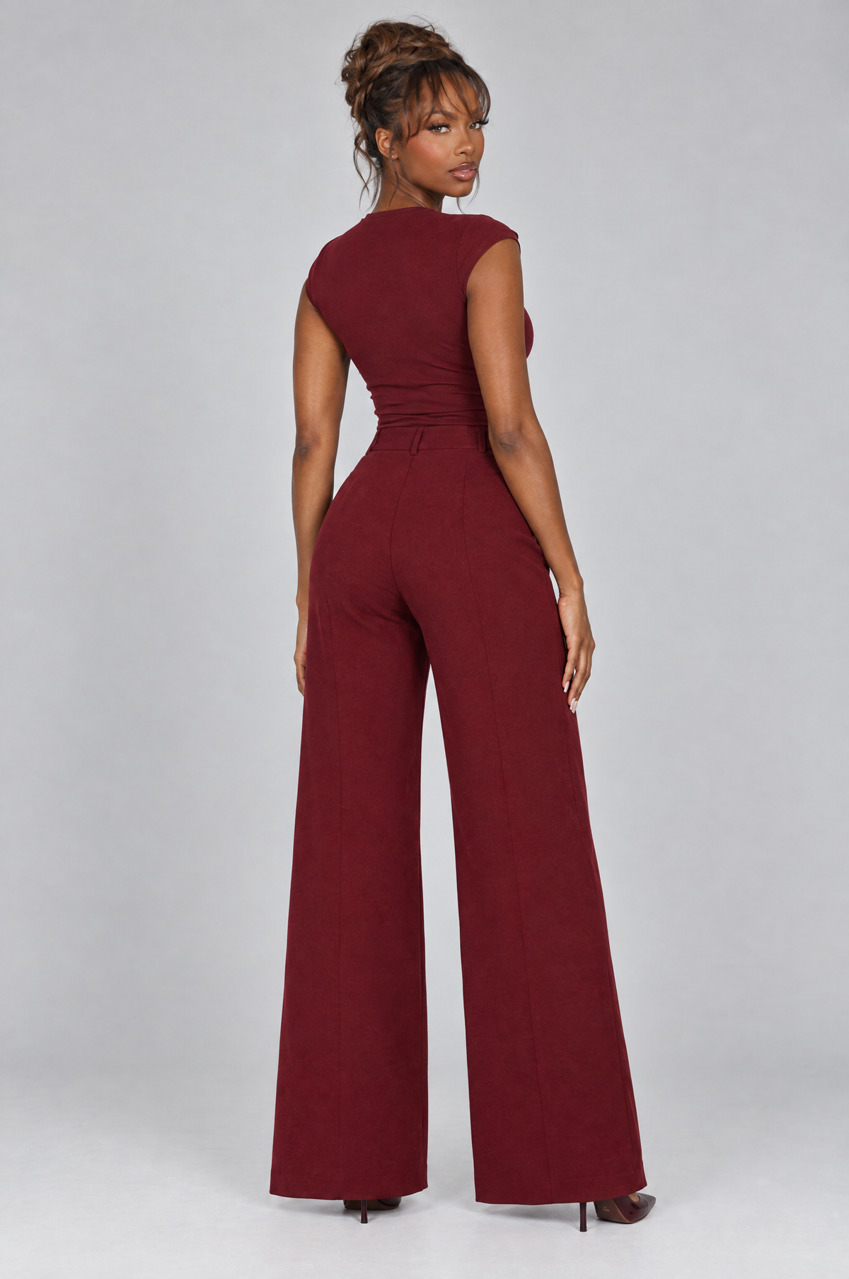 Merlot Wide-Leg Tailored Trousers - back