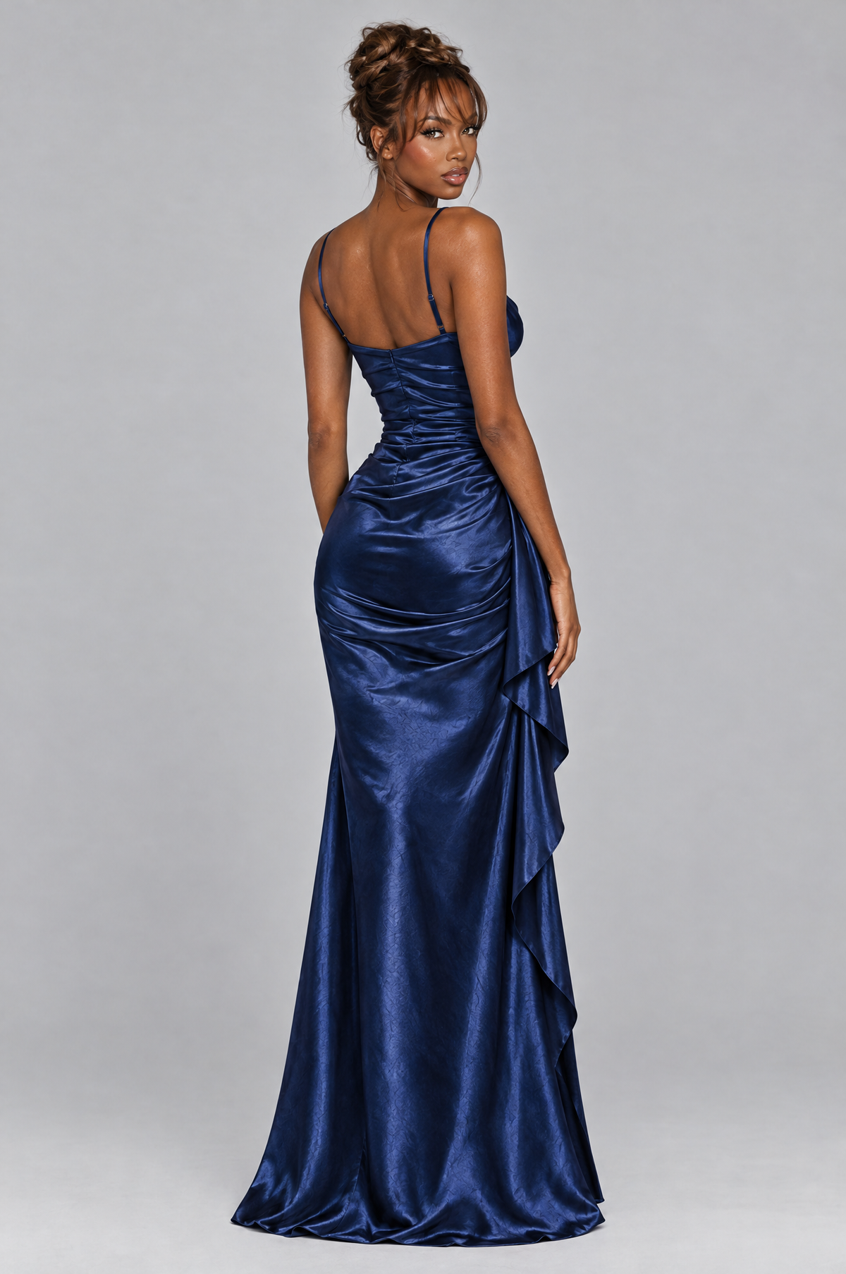 Sapphire Satin Cowl Maxi Dress - back