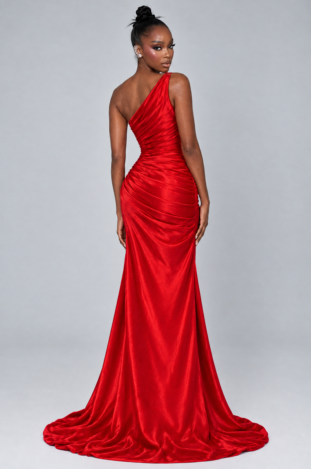 Scarlet One-Shoulder Satin Maxi Dress - back