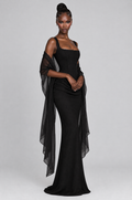 Ebony Square-Neck Corset Maxi Dress - front