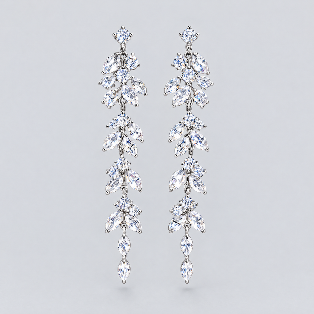 Ivy Crystal Leaf Drop Earrings