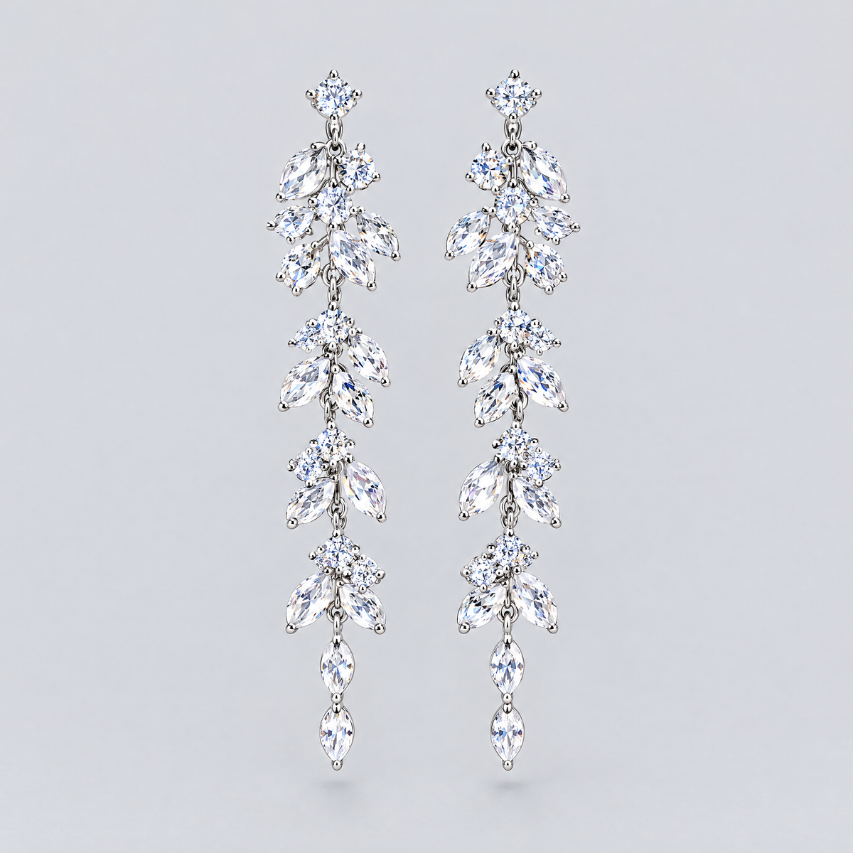 Ivy Crystal Leaf Drop Earrings