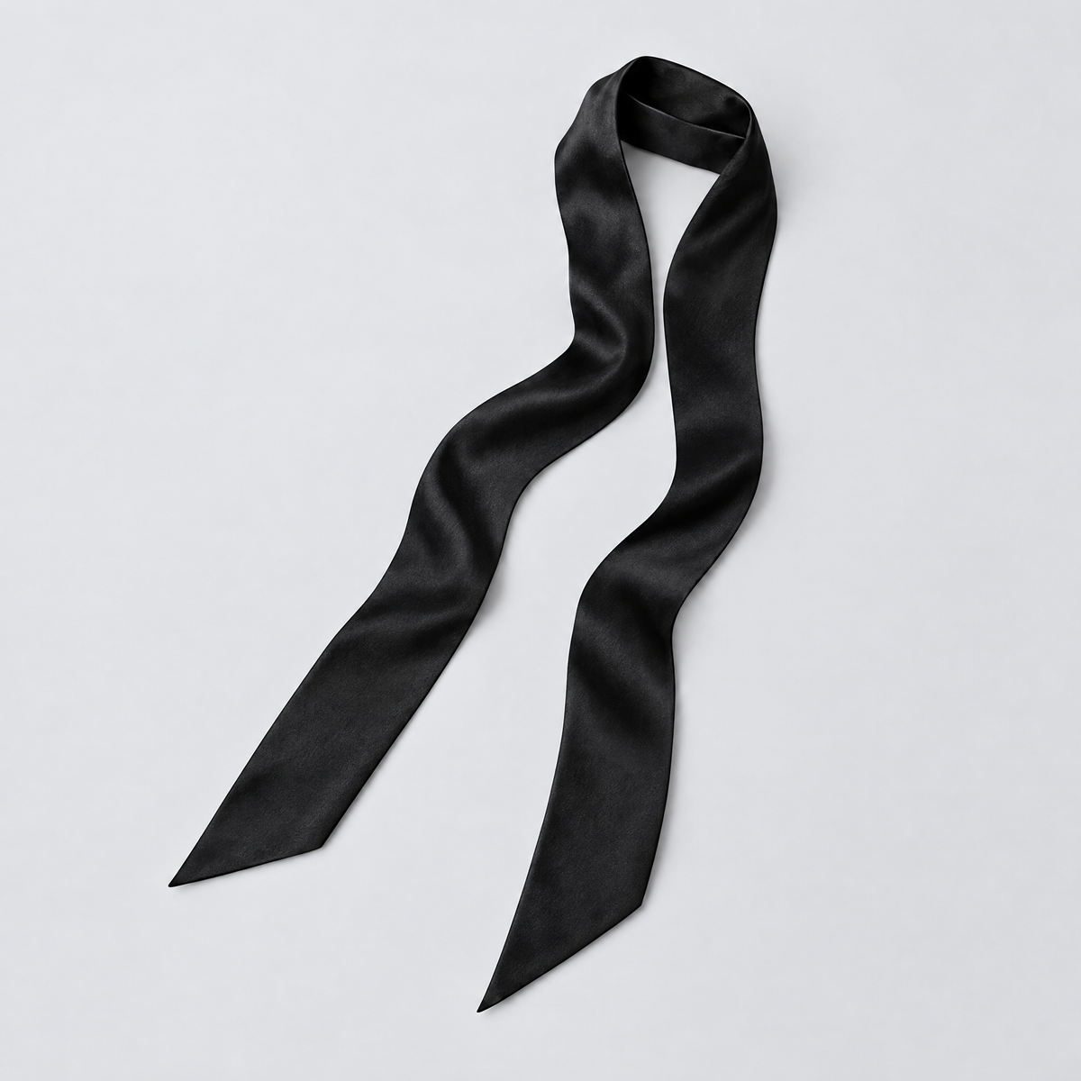 Noir Satin Skinny Scarf
