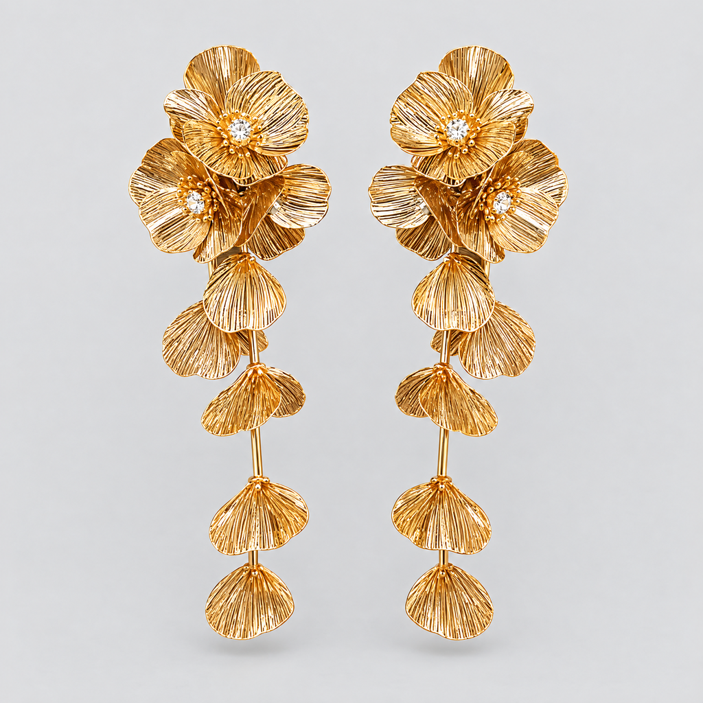 Aurora Gold Petal Statement Earrings