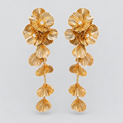 Aurora Gold Petal Statement Earrings