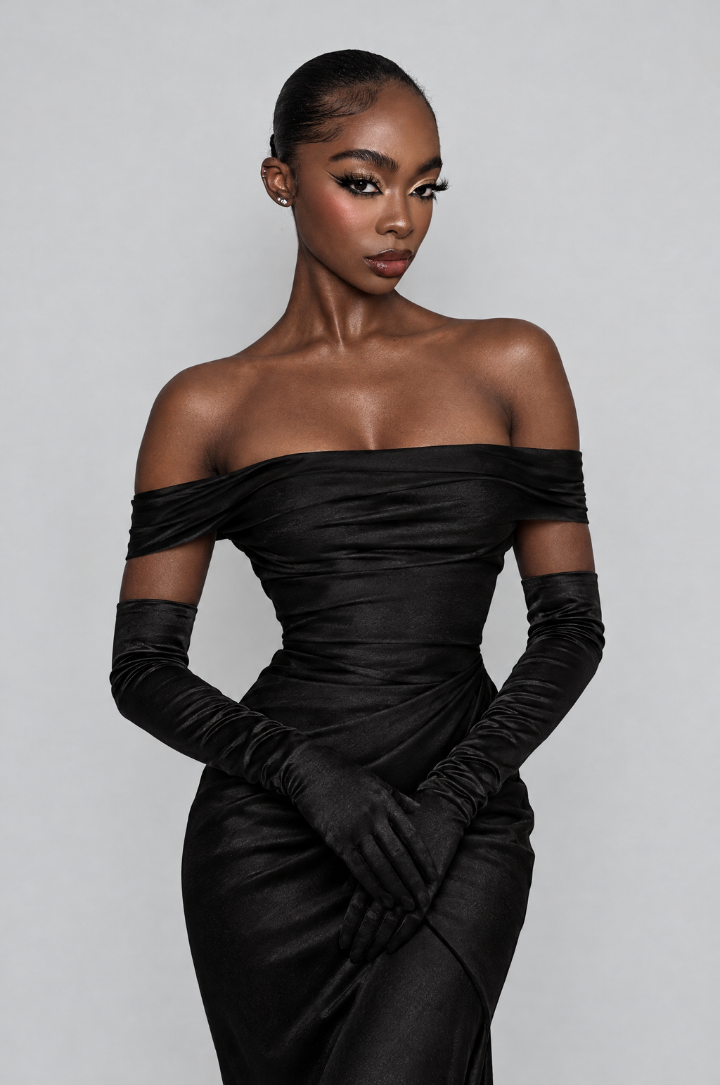 Opera Satin Evening Gloves - styled
