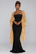 Aurelia Gold Sequin Shawl - styled