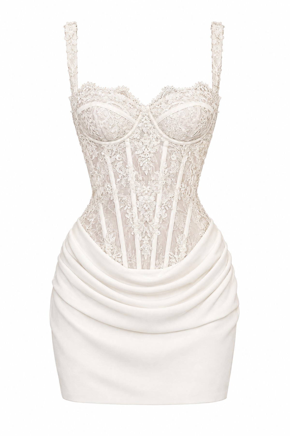 Dentelle Lace Corset Bridal Mini Dress
