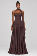 Mocha Drop-Waist Scarf Maxi Dress - front