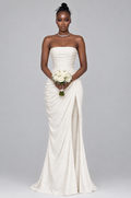 Chantilly Strapless Pleated Chiffon Maxi Dress - front