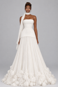 Celeste Strapless Rosette-Hem Ball Gown - front