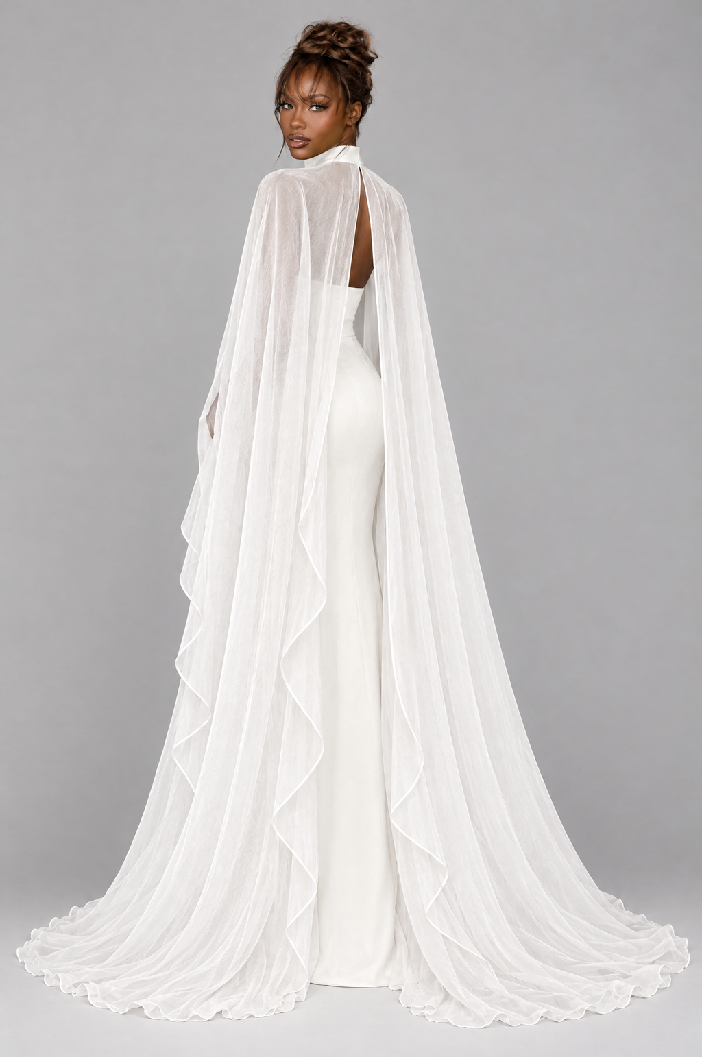 Veil Chiffon Bridal Cape - back