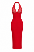 Rouge Lace Halter Midi Dress