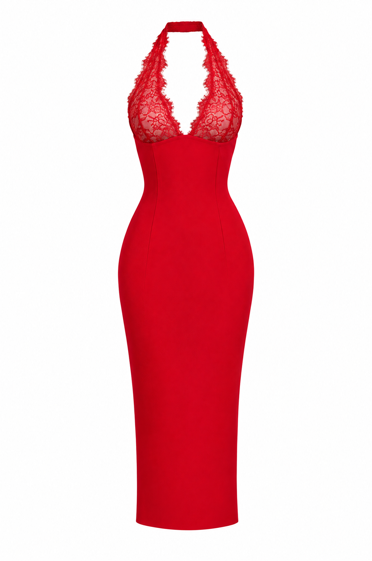 Rouge Lace Halter Midi Dress