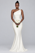 Alabaster One-Shoulder Ruched Mermaid Maxi Dress - front