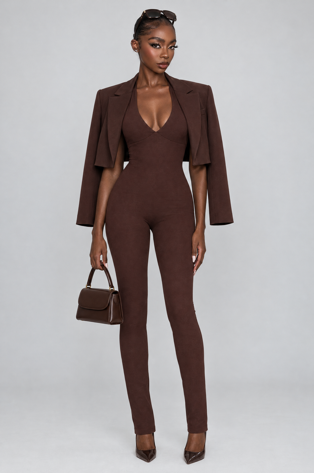 Cacao Halter Jumpsuit - front