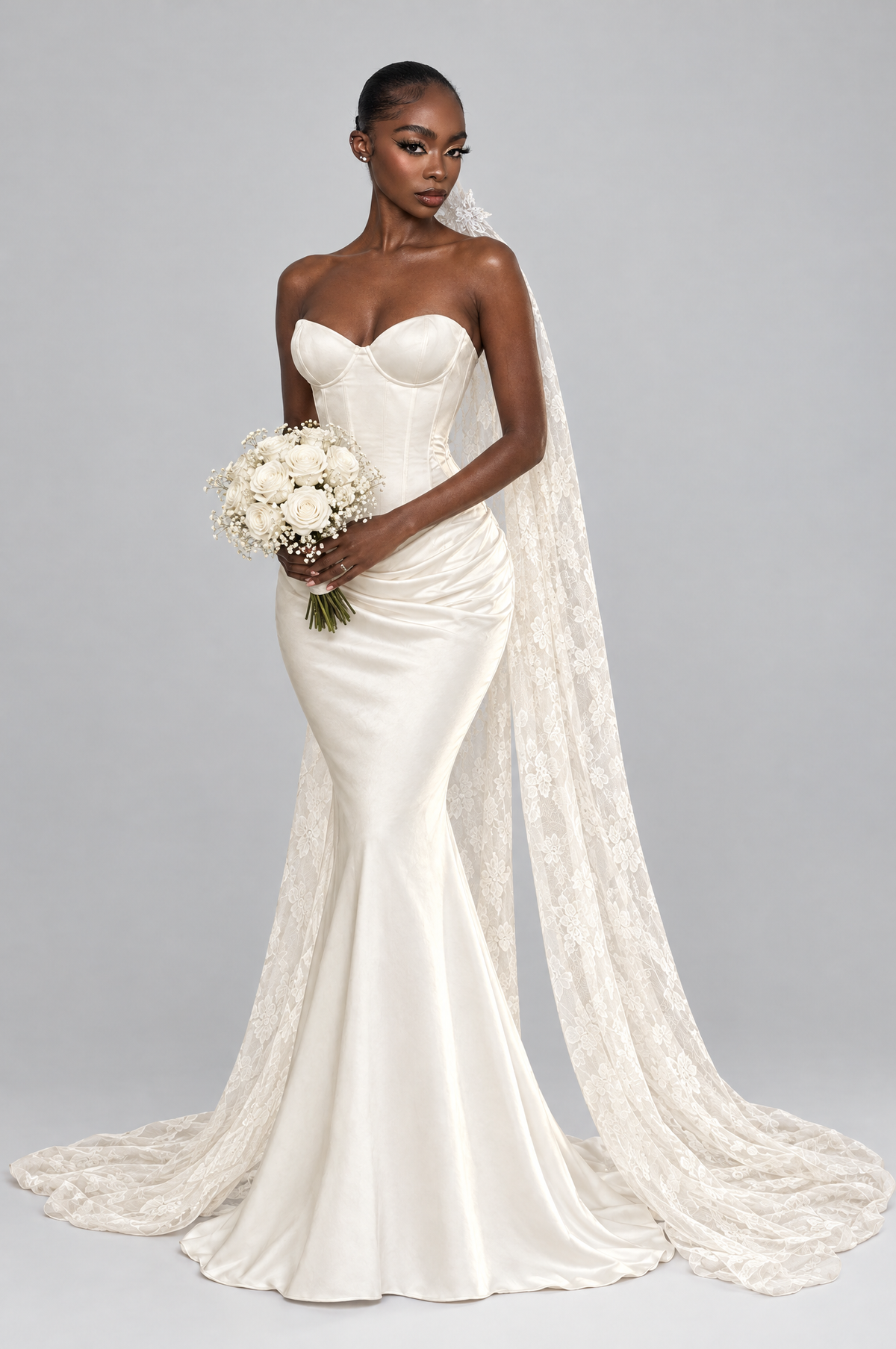 Eden Strapless Mermaid Bridal Gown with Chiffon Train