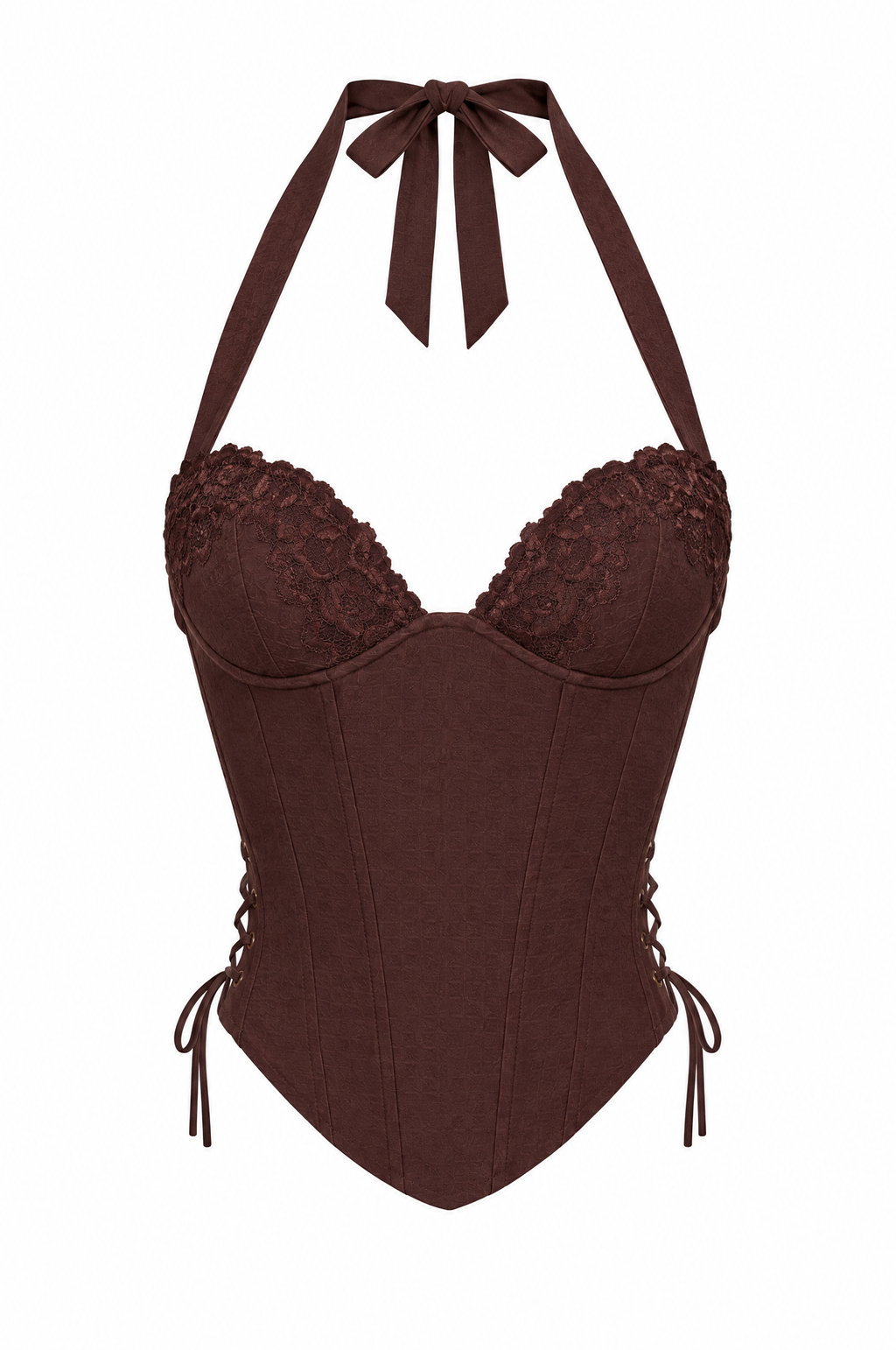 Cocoa Lace Halter Corset Top - product