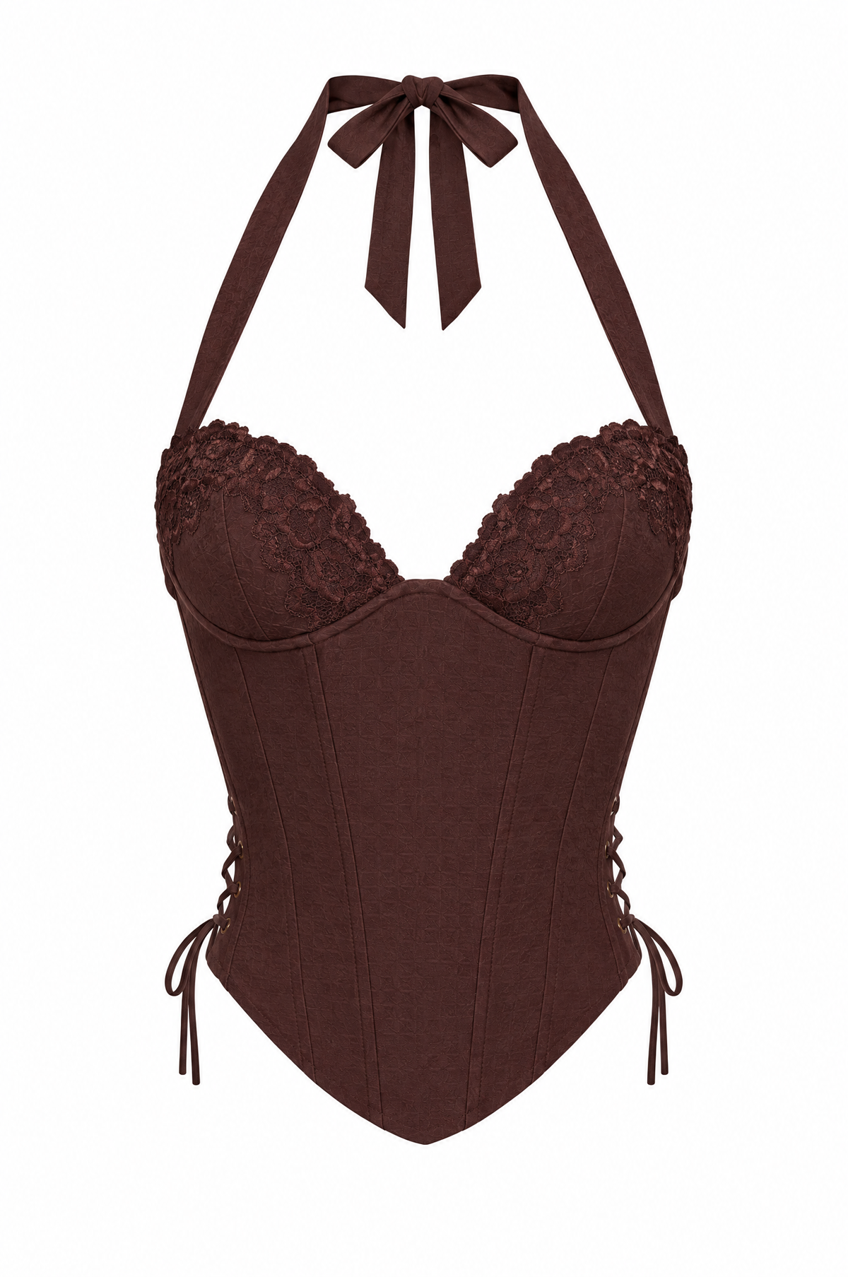 Cocoa Lace Halter Corset Top - product