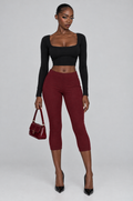 Harlow Stretch Capri Pants - Cherry