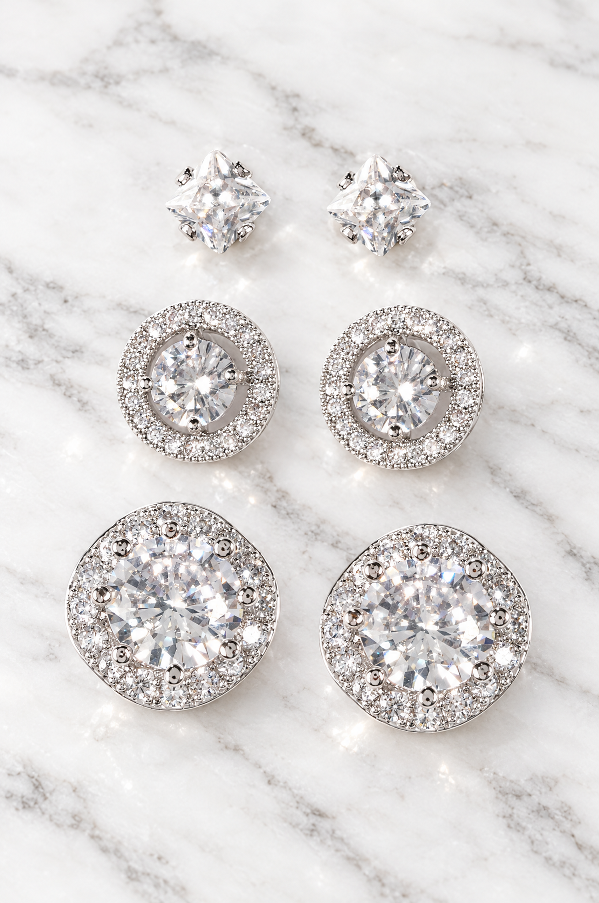Trio Halo Crystal Stud Set