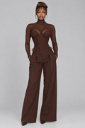 Cocoa Lace Halter Corset Top - styled