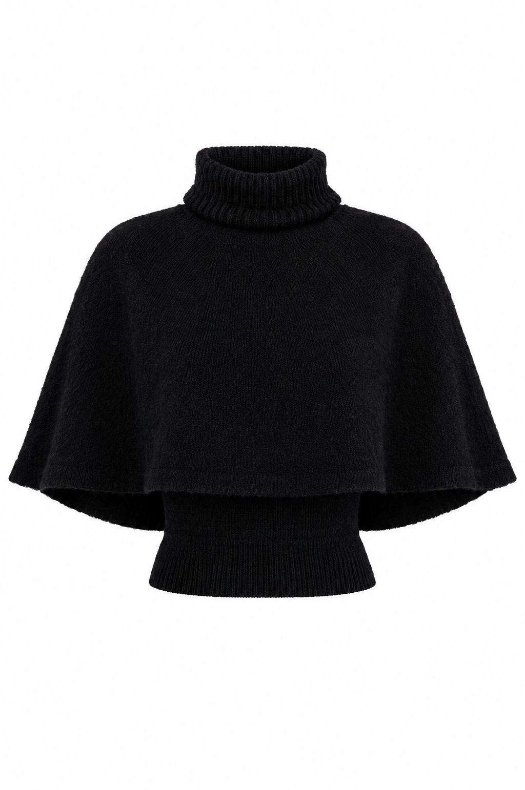 Shadow Cape Turtleneck Knit Top