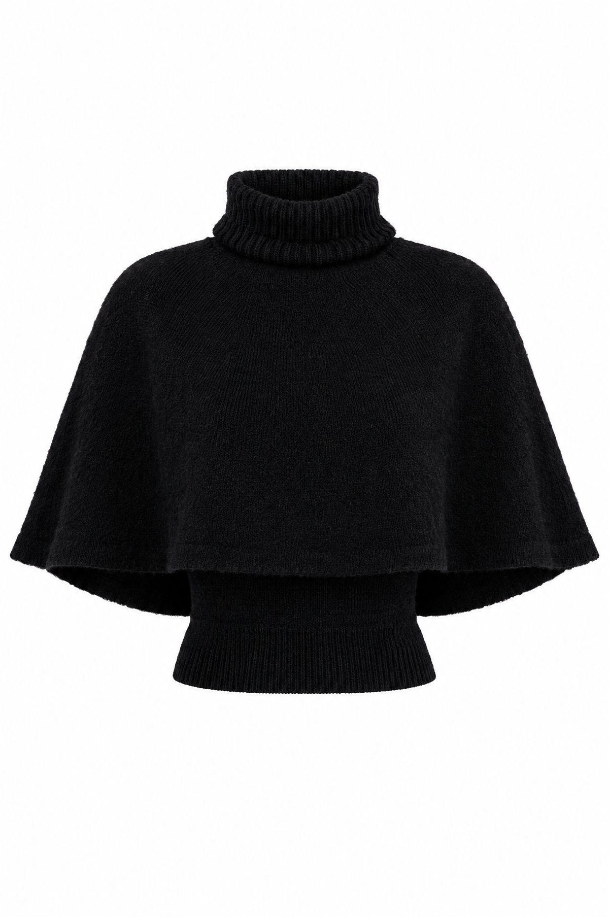 Shadow Cape Turtleneck Knit Top
