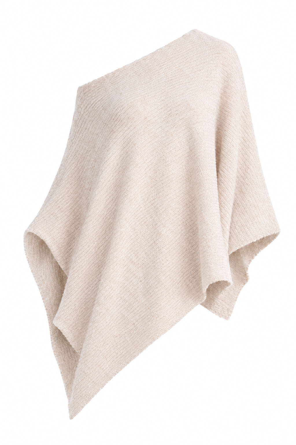Oatmeal One-Shoulder Knit Poncho