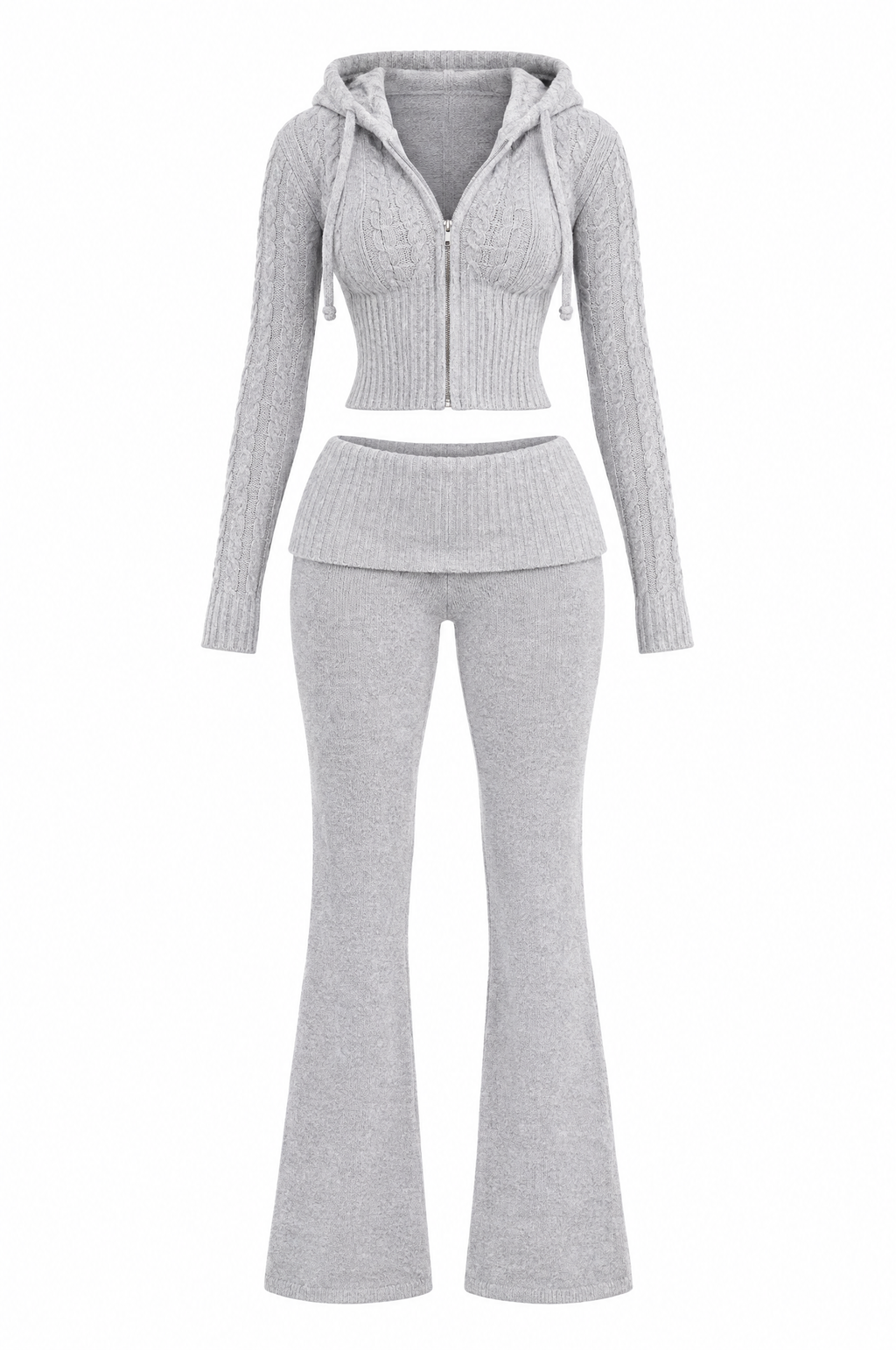 Cloud Knit Zip Hoodie & Flare Pant Set