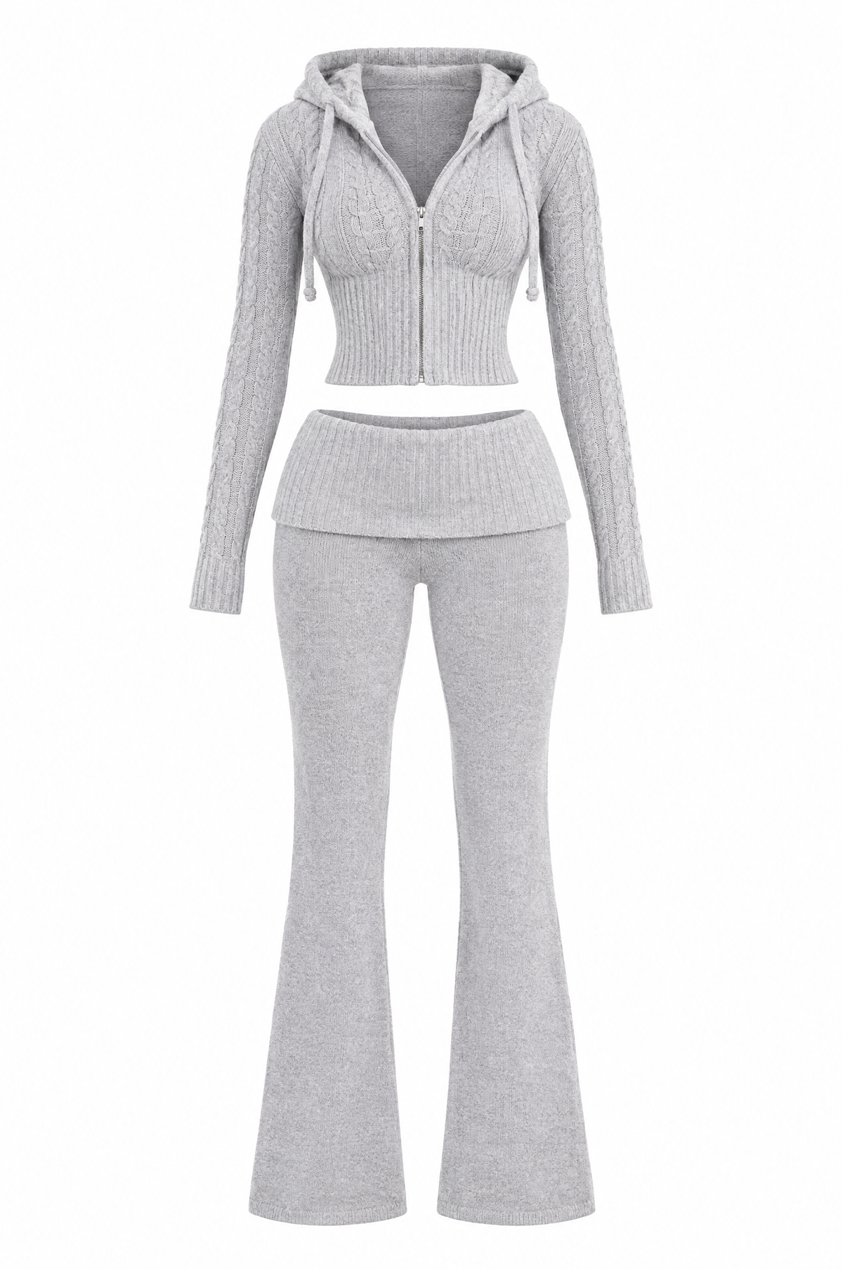 Cloud Knit Zip Hoodie & Flare Pant Set