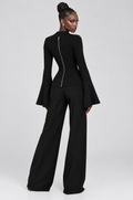 Nightfall Zip-Back Bell-Sleeve Sweater