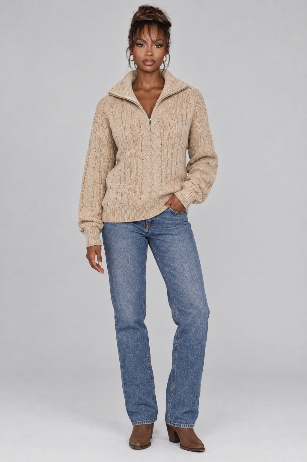 Chalet Cable-Knit Quarter-Zip Sweater