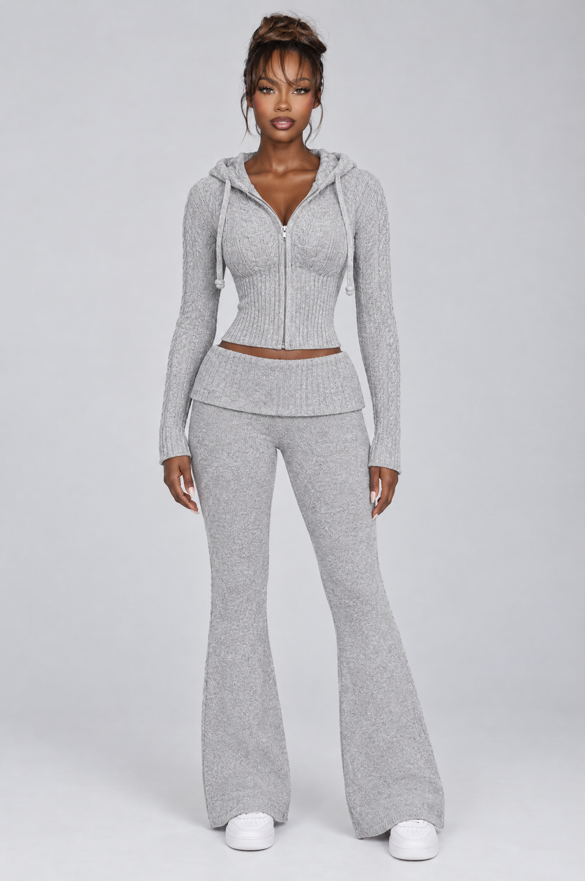 Cloud Knit Zip Hoodie & Flare Pant Set