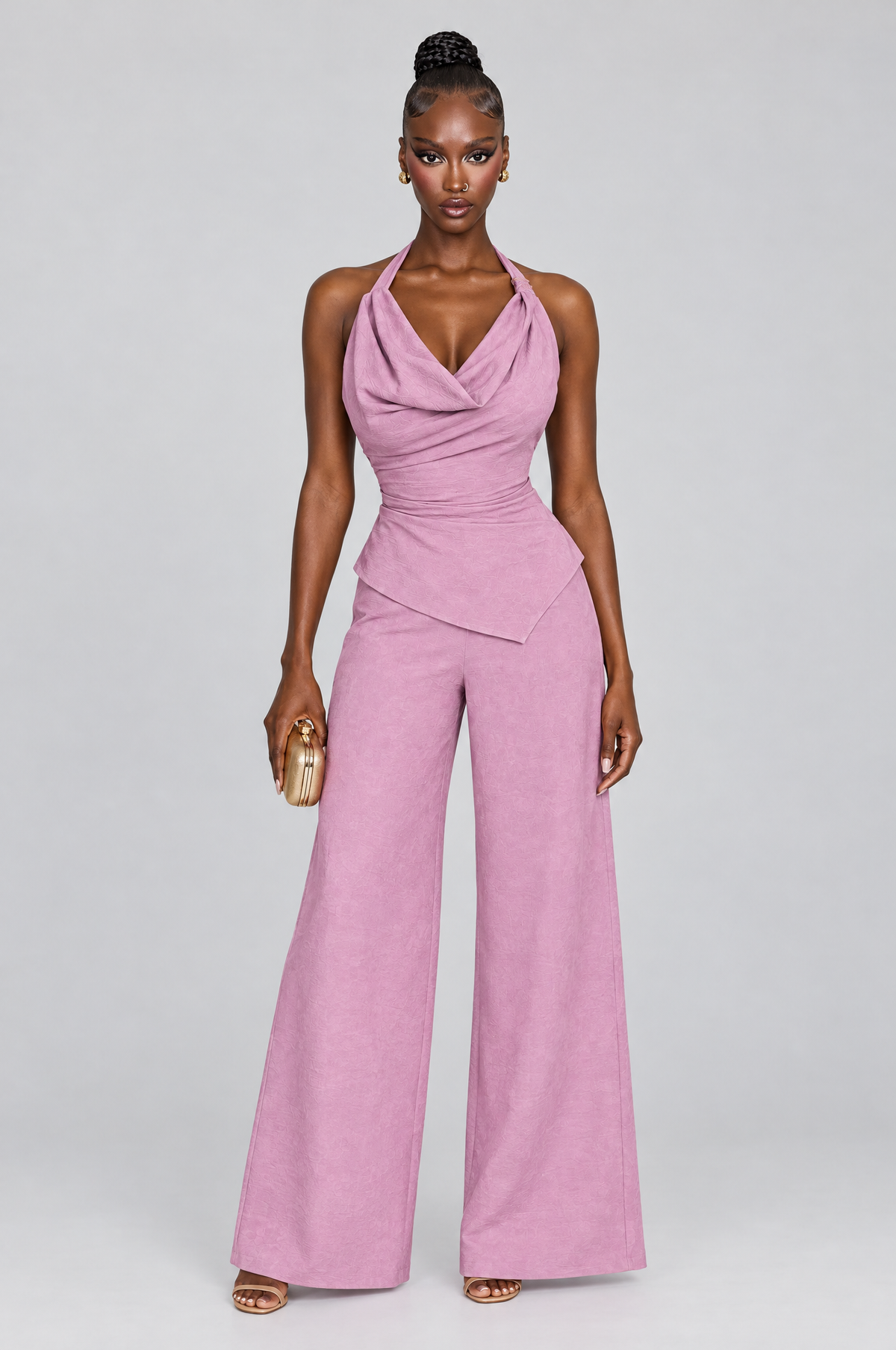 Orchid Cowl Top & Wide-Leg Pant Set