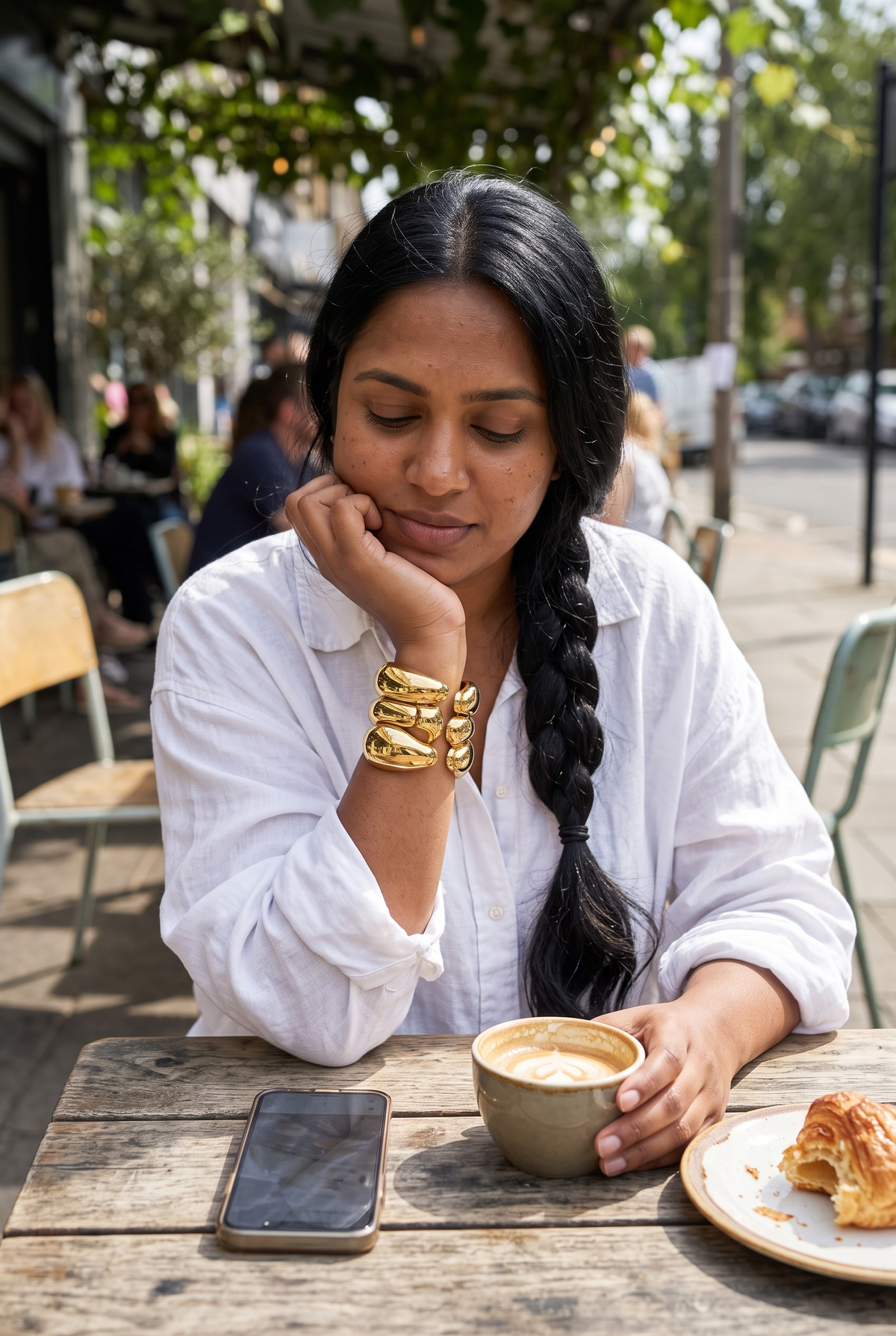 Molten Gold Sculpted Cuff worn by customer