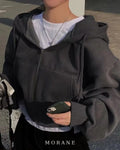 MORANE Cropped Fleece Zip Hoodie
