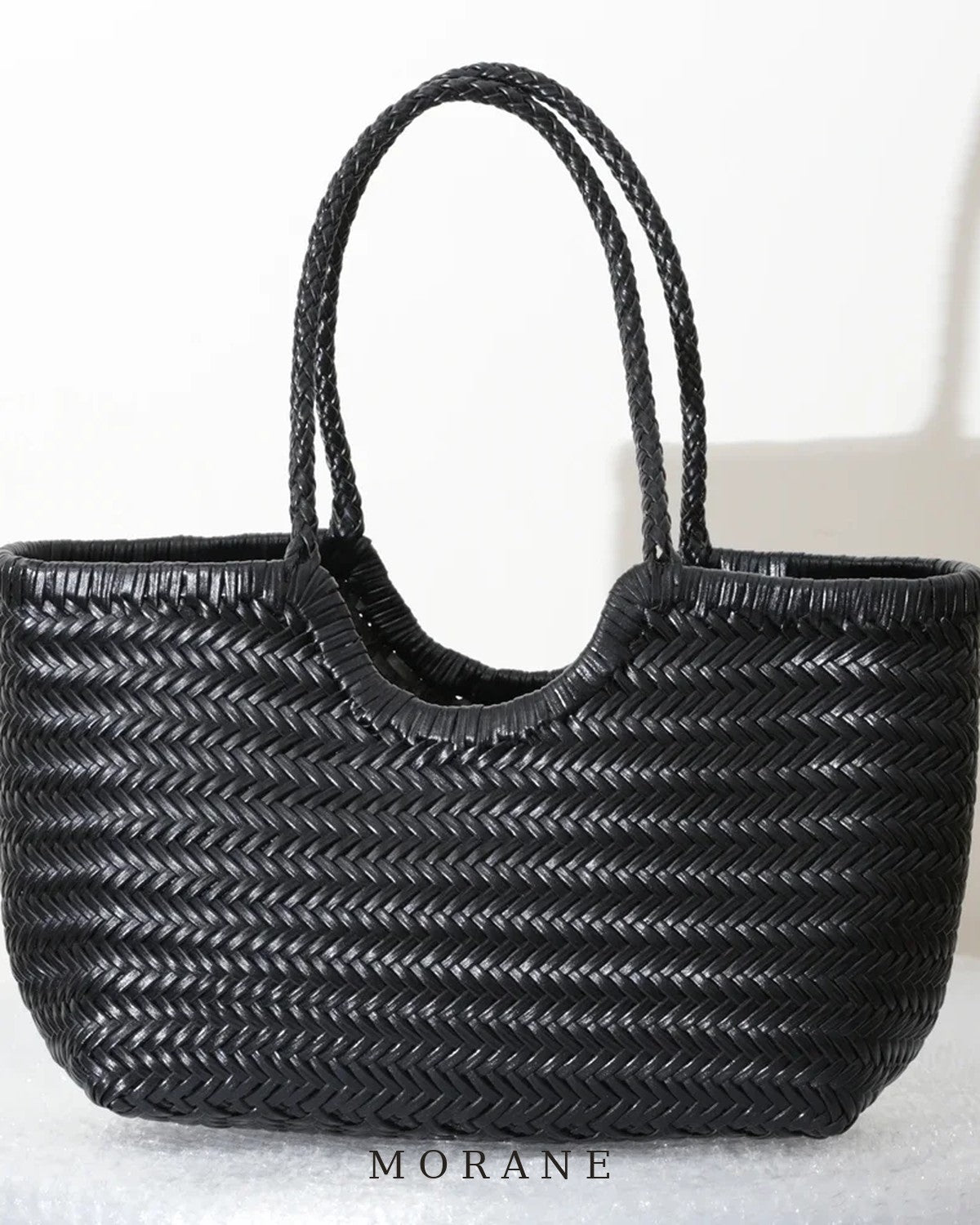 MORANE Woven Leather Basket Tote