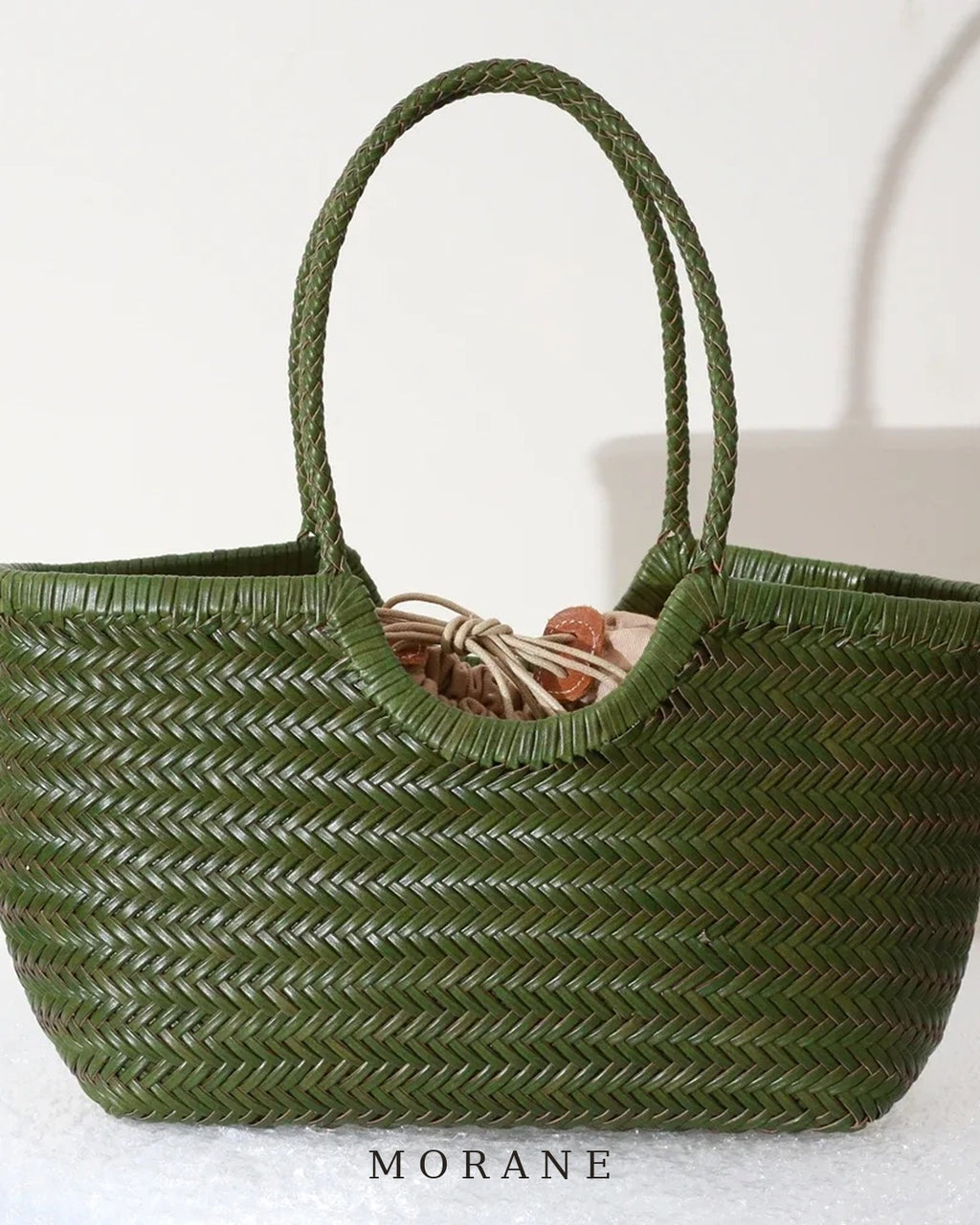 MORANE Woven Leather Basket Tote