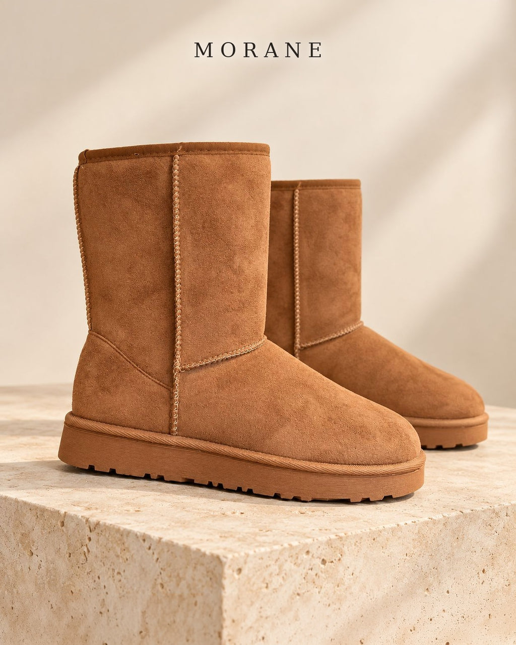 MORANE The Aspen Faux Shearling Boot in Chestnut