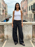 Black Low-Waist Baggy Wide-Leg Jeans