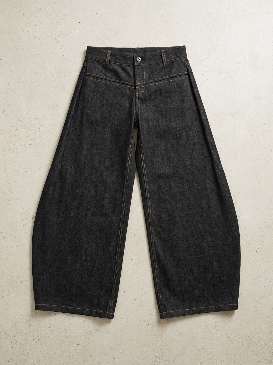 Black Low-Waist Baggy Wide-Leg Jeans