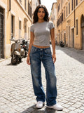 Y2K Low-Rise Baggy Jeans - Blue Wash