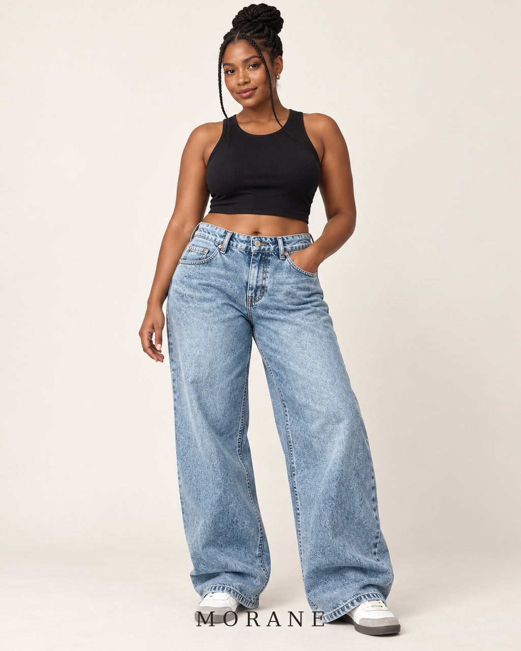 MORANE The Carter Low Rise Baggy Jeans in Light Blue