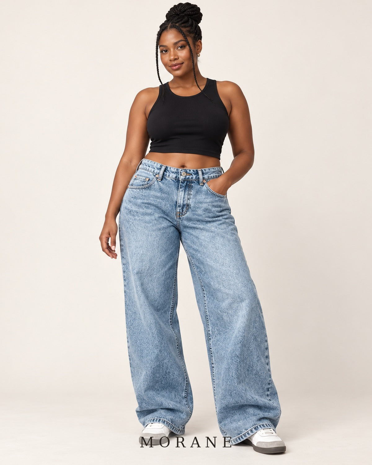 MORANE The Carter Low Rise Baggy Jeans in Light Blue