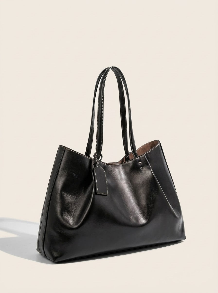 Black Ruched Slouch Shoulder Bag, studio