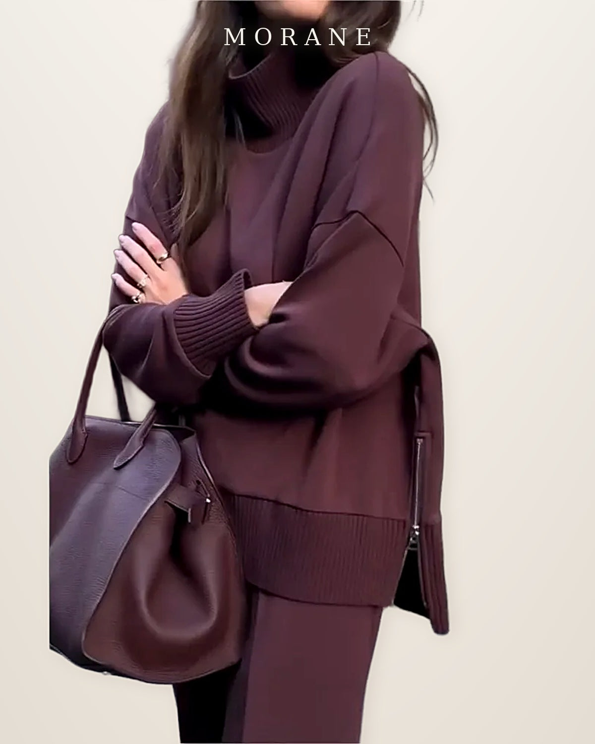 MORANE Side-Zip Turtleneck Knit Set